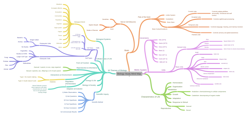 Biology Study Mind Map (10 Themes of BIology (Reproduction